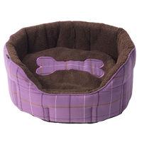 House of Paws Purple Tweed Bone Oval Bed - Large