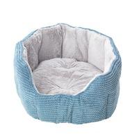 House of Paws Blue Twist Cord and Plush Oval Snuggle Dog Bed Large