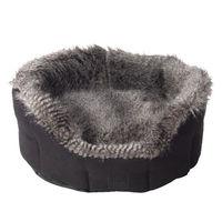 House of Paws Grey Faux Suede Fur Oval Dog Bed - Small