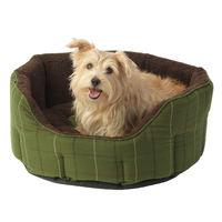 House of Paws Green Tweed Bone Oval Bed - Small