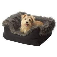 house of paws grey faux suede fur square dog bed medium