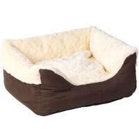 House of Paws Choc Cream Faux Suede Fur Square Dog Bed - Small