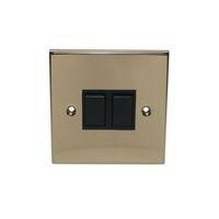 Holder 10A 2-Way Brass Effect Double Switch