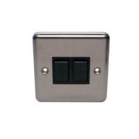 holder 10ax 2 way double stainless steel double light switch