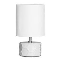 Honeycomb Table Lamp White Ceramic Base White Fabric Shade