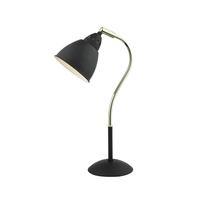 HOL4254 Hollywood Table Lamp In Matt Black With Brass Stem