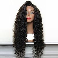 Hot Selling 180% Density Loose Curly Natural Black Synthetic Lace Front Wigs High Heat Resistant Synthetic Hair Wigs