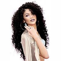 hot top quality lace front wigs 150 density natural black color kinky  ...