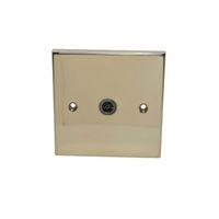 Holder Raised Screwed Plate Georgian Brass Effect Single Co-Axial Socket