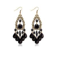 Hot Sale Vintage Fashion Black Water Drop Earrings From India Bohemian Long Earrings For Women Jewelry