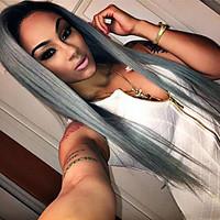 Hot Selling Synthetic Lace Front Wigs Silky Striaght Hair T1B/Grey Color Synthetic Fiber Hair Lace Wigs