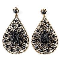 Hollow Water-Drop Style Retro Earrings for Women (Black)