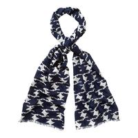 Houndstooth Woven Scarf (Navy/White / One Size)