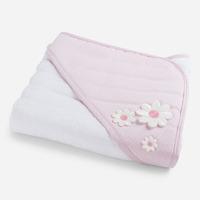 Hooded baby girl bath towel with embroidered guipure flowers Mayoral
