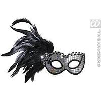 Holographic Eyemask With Feathers Traditional Acapulco Masks Eyemasks &