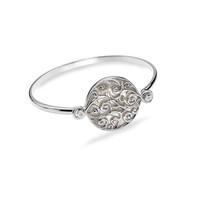 Hot Diamonds Bangle Wild Roses Orb Mother of Pearl Silver D