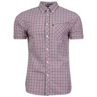 Hoffman Short Sleeve Two Tone Gingham Shirt in Haute Red  Le Shark