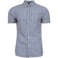 Hoffman Short Sleeve Two Tone Gingham Shirt in Daphne Blue  Le Shark