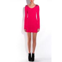 Hot Pink Embellished Bodycon Dress