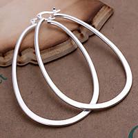 Hoop Earrings Fashion Statement Jewelry Copper Silver Plated Geometric Silver Jewelry For Party Daily Casual 2pcs