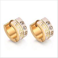 Hoop Earrings Titanium Steel Simulated Diamond Fashion Simple Style Circle Gold Jewelry Party Daily Casual 1 pair