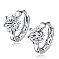 Hoop Earrings Unique Design Cubic Zirconia Platinum Plated Silver Jewelry For Wedding Party Daily Casual 1 pair