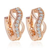 Hoop Earrings Rhinestone Zircon Cubic Zirconia Alloy Gold Jewelry Daily 1 pair