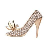 Hot Sale Shining Crystal Butterfly High-heeled Shoes Brooch for Women