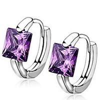 Hoop Earrings Crystal AAA Cubic Zirconia Sterling Silver Zircon Cubic Zirconia Alloy Fashion White Purple Red Blue JewelryParty Daily