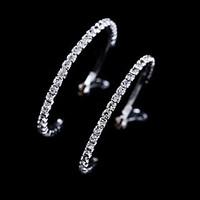 Hoop Earrings Jewelry Women Wedding Party Daily Casual Crystal 1 pair Silver