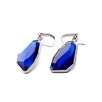 Hoop Earrings Crystal Personalized Chrome Geometric Dark Blue Jewelry For Wedding Party Birthday Gift 1 pair