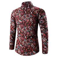 HOT S-5XL Plus Size Men\'s Casual/Daily Simple Summer ShirtSolid Shirt Collar Long Sleeve Blue Pink Red Black Medium