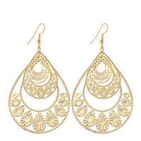 Hot Fashion Vintage Charm Plated Gold/Silver Retro Hollow Water Drop Earrings For Women Dangle Long Earrings Wedding Jewelry Accessories