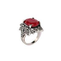 Hollow Statement Rings for Women Big Red Gemstones Paved Bohemian Rings