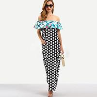 HOT!M-XL Plus Size Women\'s Going out Casual/Daily Sexy Simple Loose DressPolka Dot Print Boat Neck Maxi Sleeveless Summer Mid Rise Micro-elastic