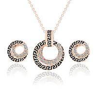 Hot Fashion Zircon Round Pendant Necklace Stud Earring Wedding Jewelry Set