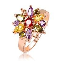 Hot Sale Unique Fashion Multicolor 18K Rose Gold Plated AAA Zircon Engagement/Weddding bijoux Rings Fine JewelryImitation Diamond Birthstone