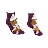 Horse Slipper Socks in Plum