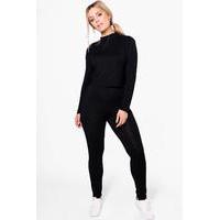 holly high neck lounge crop top and legging black