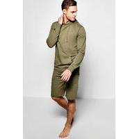 Hooded Short Loungewear Set - khaki