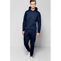 Hooded Tracksuit with Zip Details - navy