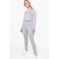 Holly High Neck Lounge Crop Top and Legging - grey
