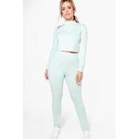 Holly High Neck Lounge Crop Top and Legging - sage