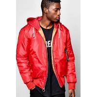 Hooded MA1 Bomber Jacket - red