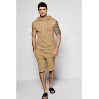 hooded waffle tracksuit sand