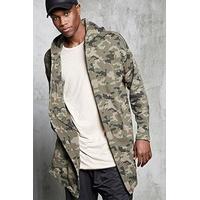 Hooded Camo Print Cardigan