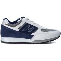 hogan h321 blue and white suede sneakers mens trainers in grey