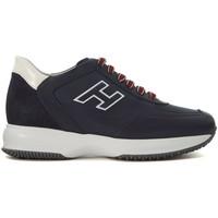 hogan sneaker interactive in blue sude and leather mens trainers in bl ...