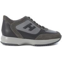 Hogan Sneaker Interactive in camoscio e pelle piombo men\'s Shoes (Trainers) in grey