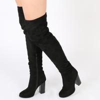 hope over the knee boots faux suede black